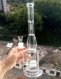 14 inç açık cam su bong nargile ile lastik perclatör recycler petek filtresi sigara içme boruları