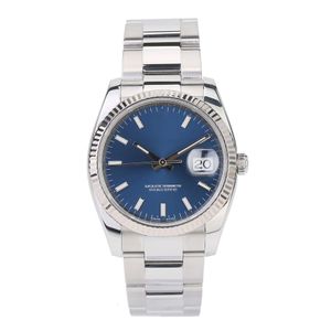 Hochwertige asiatische Uhr 2813, sportliche automatische mechanische Herrenuhr, 36 mm, blaues Zifferblatt, modisches Edelstahlarmband, luxuriöse Damenarmbanduhr 115234