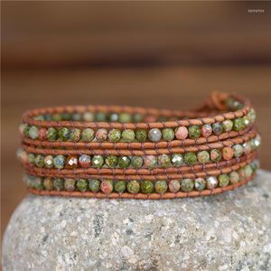 Bracelets de charme premium feminino embrulhado bracelete artesanal de pedras naturais 3x couro chique femme shopship kent22