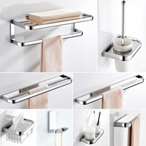 Bath Accessory Set Chrome Bathroom Accessories Hardware Hair Dryer Rack Coat Towel Shelf Rail Bar Shower Soap Dish Holder Toilet BrushBath