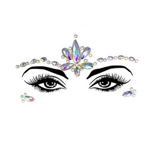 NXY Temporary Tattoo New Edm Face Sticker Diamond Halloween Ghost Luminous Crystal Eyebrow Sticke 0330