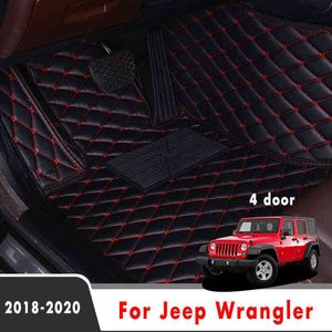 För Jeep Wrangler JL 4 dörr 2021 2020 2019 2018 Bilgolvmattor Styling Decoration Skydda tillbehör Mattor Vattentäta täcken H220415