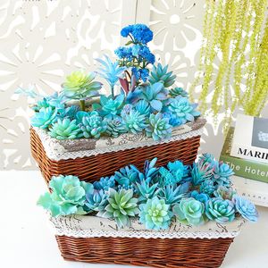 Party Supplies Blue Artificial Succulents Plants Home Garden Decoration Desktop Small Bonsai Flower Arrangement Accessories Plant Artificielle 20220517 D3