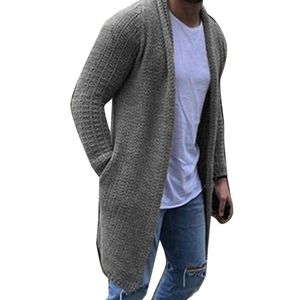 Men's Sweaters Fashion Men Solid Color Open Front Knit Sweater Coat Loose Pocket Long Cardigan 2022 Spring Clothes Thick Warm SweatersMen's