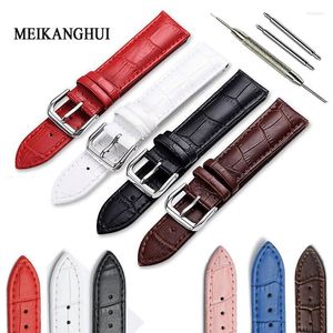 Watch Bands Fashion Charm Colorful Women Watches Band Genuine Leather Kids Strap Red White Pink 10 12 14 15 16 17 18 19 20 22 24 MmWatch Hel