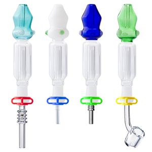 Headshop214 NC022 Sigara Boru 10mm Titanyum Kuvars Seramik Tırnak Klipsi Hit-Sıralı Su Perc Cam Bongs Renkli Ağız Dab Rig Borular