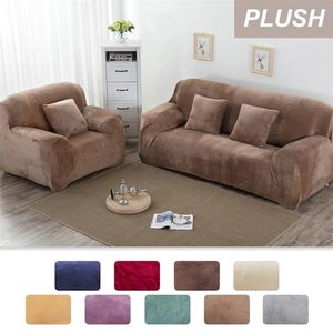 Velvet Plush Thicken Sofa CoverS For Living Room L Shaped Corner Elastic Slipcover Sectional Stretch Couch Covers With Armrest 220513