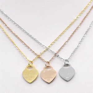Design Luxury Love Heart Pendant Halsband Kvinnlig rostfritt stål Trendigt halsband för kvinnor Choker Chain Rose Gold Color Wedding JE273T