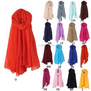 Moda 16 colori Sciarpa lunga da donna Sciarpe Vintage Cotone Lino Scialle grande Hijab Elegante tinta unita Nero Rosso Whi