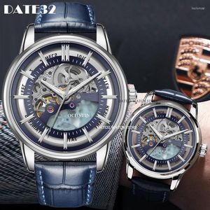 腕時計男性自動時計エレガントなスケルトン機械式マン時計透明な中空防水性男性腕時計レリジオマスキュリノウリス