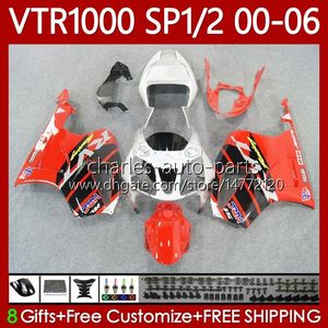 Czerwony Czarny Zestaw Body dla Honda Vtr1000 RTV1000 RC51 00 01 02 03 04 05 06 Nadwozie 123NO.33 VTR 1000 SP1 SP2 2000 2001 2002 2003 2004 2005 2006 VTR-1000 2000-2006 Owalnia