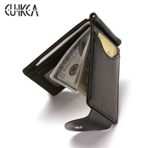 HBP Cuikca South Korea Style Money Clip Men Wallet Purse Ultrathin Slim Wallet Mini Hasp Leather Wallet Business Id Credit Card Case 220721