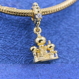 Castelo Metais venda por atacado-Shine Gold Metal banhado a agrabah castelo pingente de charme para pandora jóias Pandora Bracelets246t