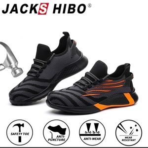 JACKSHIBO Men Male All Season AntiSmashing Steel Toe Cap Working Boots Construction Safety Work Shoes Sneaker Y200915