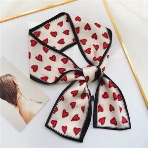 Heart Love Scarf Women Cute Hair Tie Band Kerchief Wrist Ribbons Fashion Head Neck Silk Satin Bag Scarfs Long Silk Scarf 10pcs