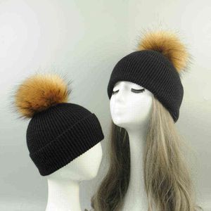 Vinterhattar mamma och barn beanie set kvinnor småbarn barn baby pojke flicka varm keps kashmir stickad beanie hatt vuxna barn kepsar j220722