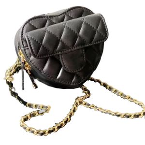 2022 Luxurys Designer Women Gold Chain Crossbody Bag本物の革のハンドバッグハート愛好家バッグ