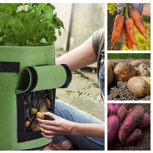 3 Size Felt Plant Grow Bags Nonwoven Fabric Garden Potato Pot Greenhouse Vegetable Growing Moisturizing Vertical Tools 220813