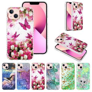 Slim Fit cienki kolorowe miękkie skrzynki TPU dla iPhone 13 Pro Max 12 Mini 11 XR XS 7 8 Plus SE 2022 Marmurowy motyl Słonek z rekina