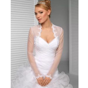 Maniche lunghe Tulle Volant Bianco Avorio Rosso Nero Argento Avvolgimenti da sposa Giacche Bolero da sposa Scialli Scialli da ballo Mantello