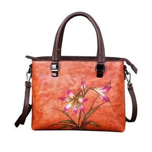 Sacchetti da sera Fashion All-Match Ladies Borse Cowhide Retry Hand Rub Cour Stamping One Shoulder Diagonale Tote