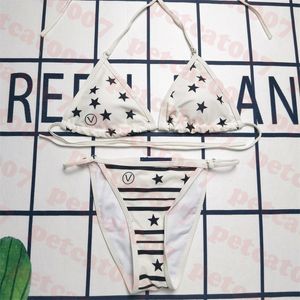 Biquíni com estampa listrada roupa de banho feminina sutiã branco feminino roupa íntima para viagem essencial feminino maiô triângulo