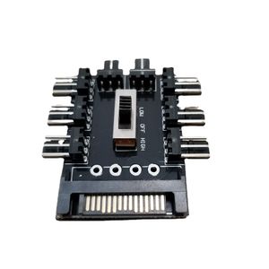 PC Fan SATA Güç toptan satış-SATA ila Çok Yollu Ayrıştırıcı Soğutma Fanı Hub PIN V Güç Soketi PCB Adaptör Seviye Hız Denetleyicisi PC DIY