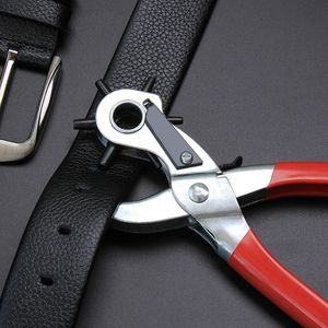 Wholesale Leather Belt Hole Punch tool kit Plier Eyelet Puncher Revolve Sewing Machine Bag Setter Tool Watchband Strap Household leathercraft