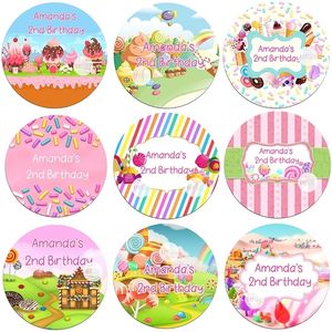 Candy Ice Cream Sweet Party Birthday Decor Etykiety Niestandardowe impreza Baby Shower Personalizuje dowolne naklejki tekstowe Candy Land World 220712