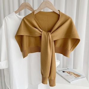 Korean Solid Color Neck Scarves Guard Scarve Womans Sticked Warm Shawl Winter Wool Blouse axlar Fake Cape Knutt Sharf Q36