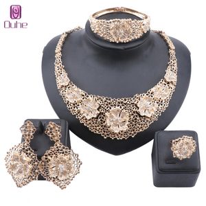 Set di gioielli per orecchini con collana di fiori di cristallo da sposa da donna per accessori per abiti da cena per feste di nozze Set di gioielli