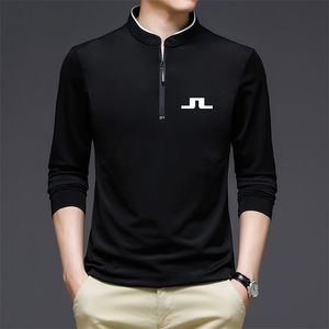 Erkekler Golf Giyim Uzun Kollu T-Shirt Erkeklerin Açık Hava Havalandırma Gevşek Dipli Polo Gömlek Yarım Zip Golf Wear 220627