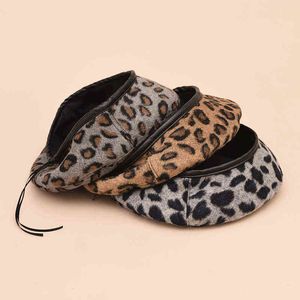 Elegante Leopardo Curre quente Spring Autumn Winter Boina feminina artista francesa Beanie Beret Hat for Women Beret Hat J220722