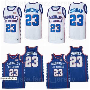 Nikivip Film All America McDonalds Jersey 23 Erkek Basketbol Takımı Renk Mavi Beyaz Uzakta Spor Hayranları için Nefes Alabilir Saf Pamuk Gömlek Üniversitesi İyi