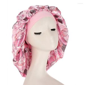 Beanie/Totenkopfkappen Damen Lange Satin-Mütze Schlafmütze Buntes Blumen-Elastikband Seidige Nachtmütze für lockige Zöpfe Dreadlocks-Haare Pros22