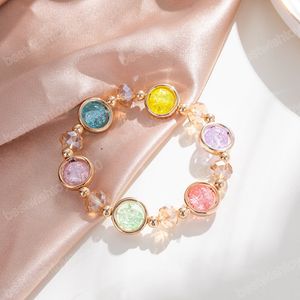 Korean Bracelets Bohemian Colorful Crystal Beaded Bracelet Handmade Elastic Rope Women Fashion Jewelry Accessory Couple Gift