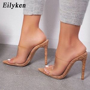 Eilyken Fashion PVC Transparente Sexy High Heel Ponto Poe Peep Toe Women Summer Slippers Slip On Women Shoes Y200423