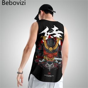 Estilo Japonês Samurai Tank Tops Moda Camisa Sem Mangas Roupas Esportivas Colete Casual Singlet Plus Size Mesh Tops Hip Hop Masculino 220601