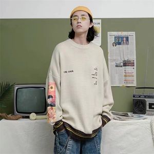 Crewneck Sweater Men Fashion Gengar Brand Van Gogh Human cargo Clothing Harajuku Hip Hop Vintage Knitted Sweater Y2K Pullovers 220815