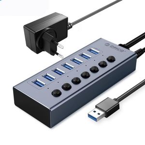 Hubs USB ORICO Powered 3.0 HUB 7 10 13 16 Ports Extension With On Off Switches 12V Power Adapter Support BC1.2USB