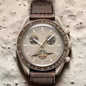 Bioceramic Planet Moon Mens ساعات كاملة الوظيفة Quarz Chronograph Mission to Mercury 42mm Nylon Watch Limited Edition Master Wristwatches 37