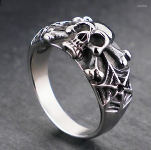Pierścienie ślubne Gotycka stal czaszka Man Punk Rock Skeleton Mężczyzna Pierścień Male Party Jewelry Akcesoria