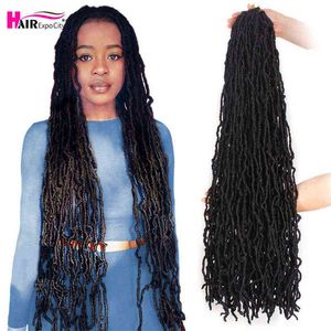 14-28 polegadas de comprimento bagunçam boho nu locs deusas de deusa Faux Cabelo Cabelo Black Braiding Extensions Expo City 220610