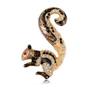 Stift broscher ekorre brosch djur kvinnor emalj charm smyckemärke bankett halsduk presentpinnar