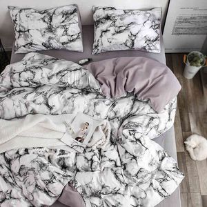 Quiltad slipningslocktäcke Set Marmor CoverPillowcase Bedding för enstaka dubbel 2020 Nytt linne