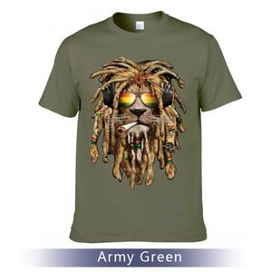 Bob-Marley Lion Smoking T-shirt Rasta-Lion-SmokingFashion Cotton and O-Neck Tee274K