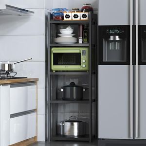 주방 저장 조직 블랙 층 멀티 층 슬롯 선반 세대 전자 레인지 냉장고 틈새 Shelfkitchen