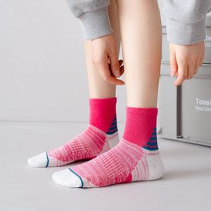 Men's Socks Pink Stripe Cotton Cushion Arch Support Spandex Ankle Womens Sports