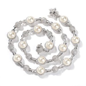 Collana di perle di alta qualità da uomo, da donna, con catene d'oro ghiacciate, collane, collana di gioielli vintage hip-hop