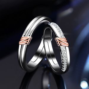 1 par buntform Copper Plated Platinum Resizable Par Ring Justerbart engagemang Bröllopstillbehör Män kvinnor som korsar floden av kärleksfingersmycken